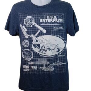 Official Star Trek Enterprise NCC-1701 Blue T-shirt Size Small